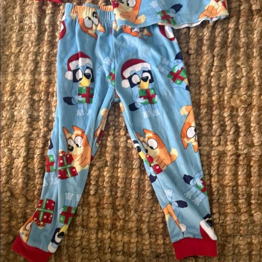 Kids One Piece Pajama Set - Blue and Red Christmas BLUEY Long Sleeve PJ Set